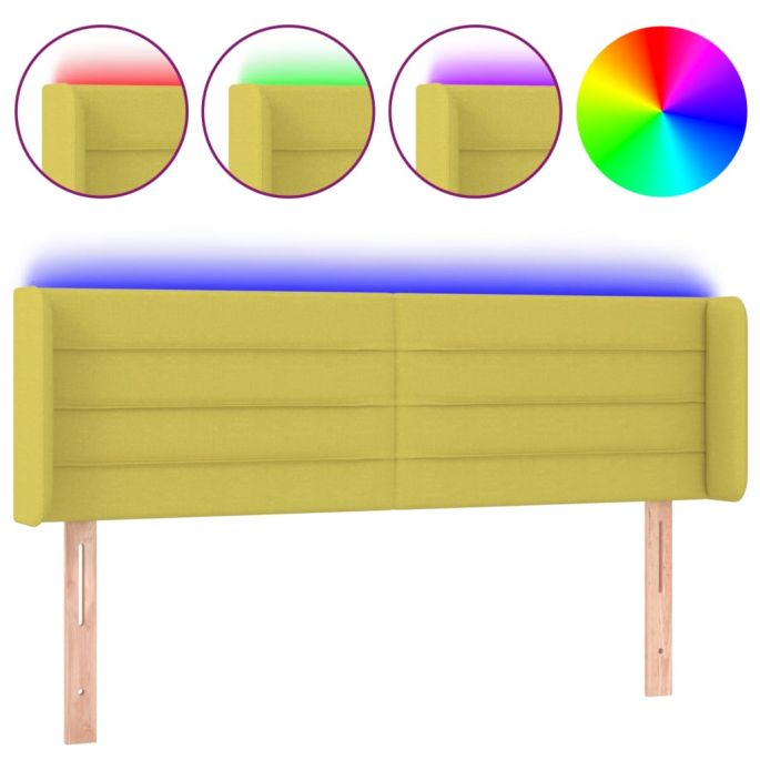 Hoofdbord LED 147x16x78/88 cm stof groen