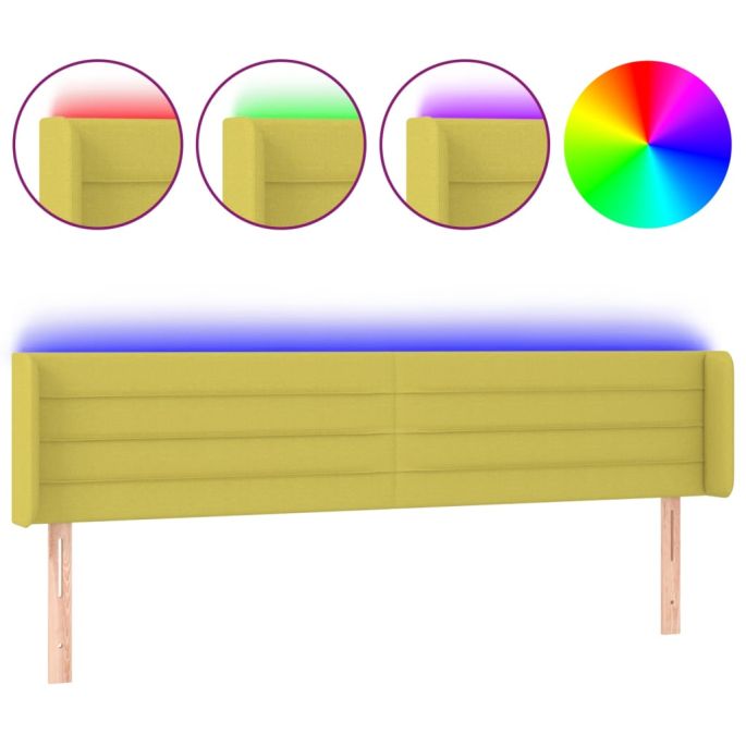 Hoofdbord LED 183x16x78/88 cm stof groentje