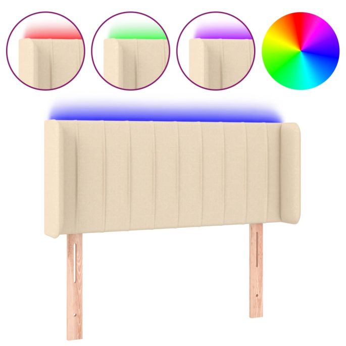 Hoofdbord LED 83x16x78/88 cm stof crèmekleurig