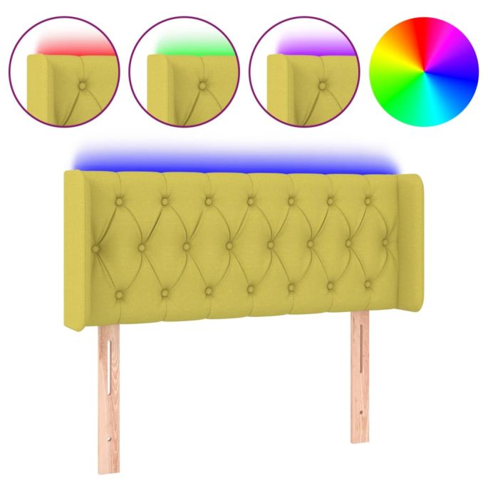 Hoofdbord LED 93x16x78/88 cm stof groentje