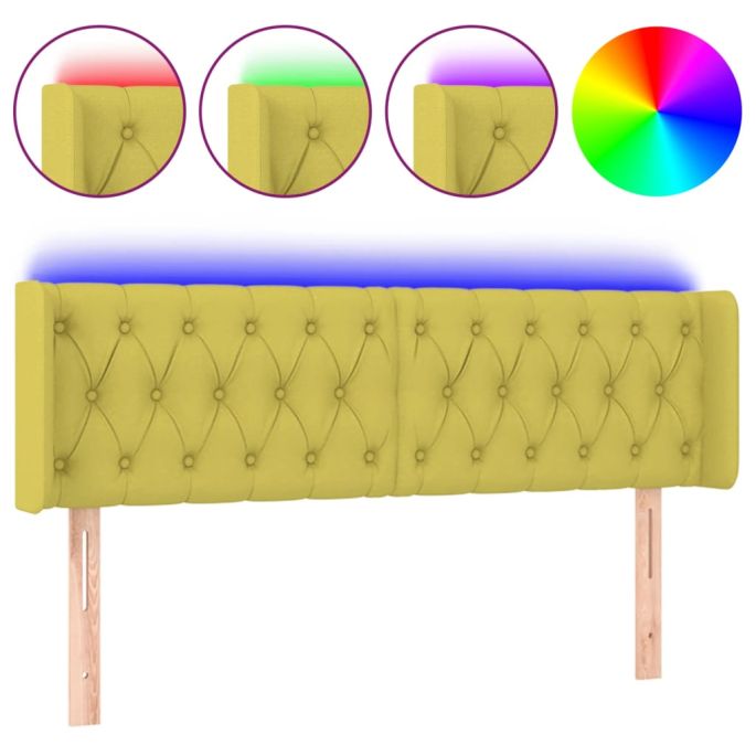 Hoofdbord LED 147x16x78/88 cm stof groentje