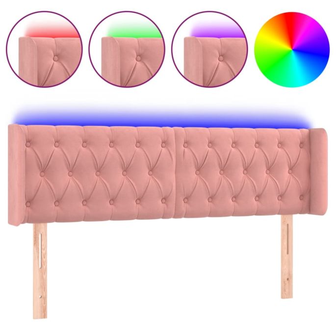 Hoofdbord LED 163x16x78/88 cm fluweel roze