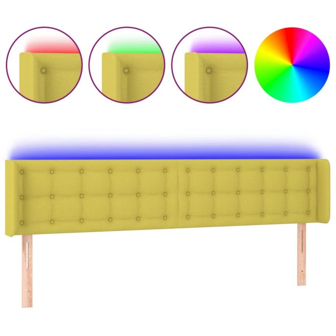 Hoofdbord LED 203x16x78/88 cm stof groentje