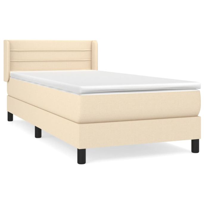 Boxspring met matras stof crèmekleurig 100x200 cm