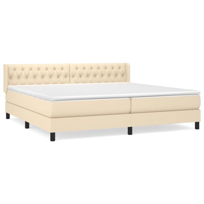 Boxspring met matras stof crèmekleurig 200x200 cm