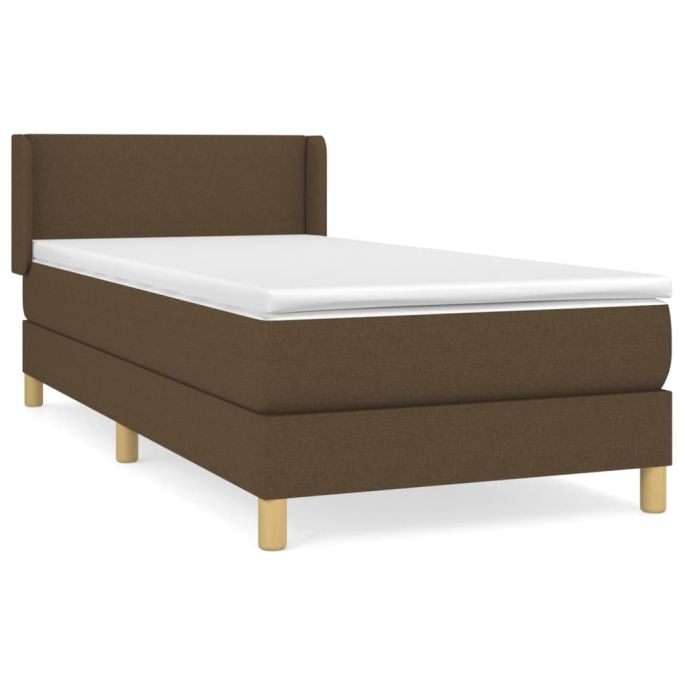 Boxspring met matras stof donkerbruin 90x200 cm