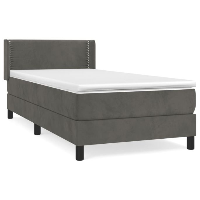 Boxspring met matras fluweel donkergrijs 100x200 cm