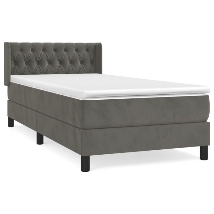 Boxspring met matras fluweel donkergrijs 100x200 cm