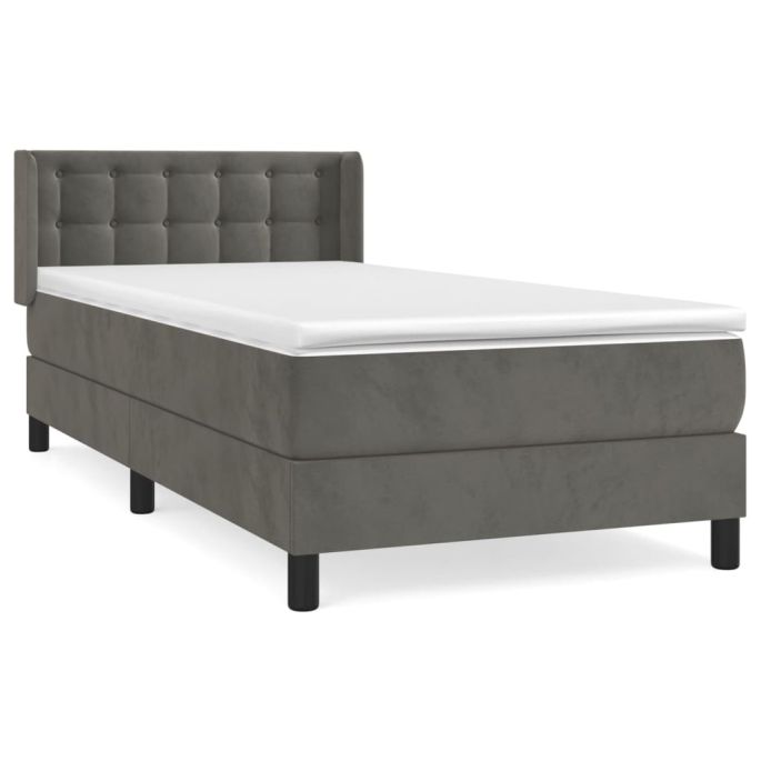 Boxspring met matras fluweel donkergrijs 80x200 cm