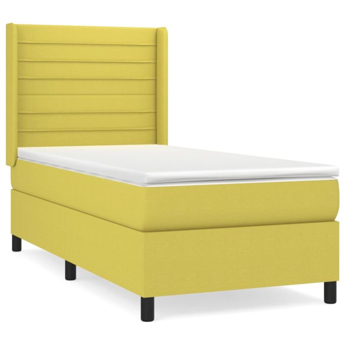 Boxspring met matras stof groentje 100x200 cm