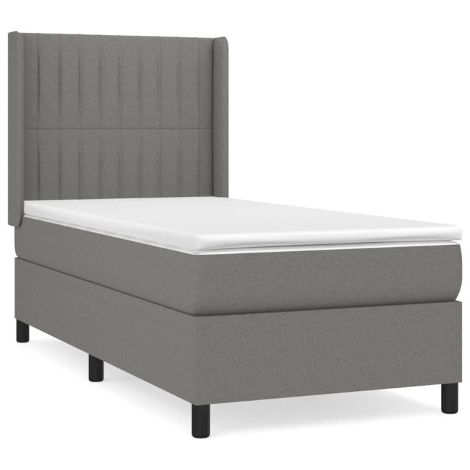 Boxspring met matras stof donkergrijs 100x200 cm