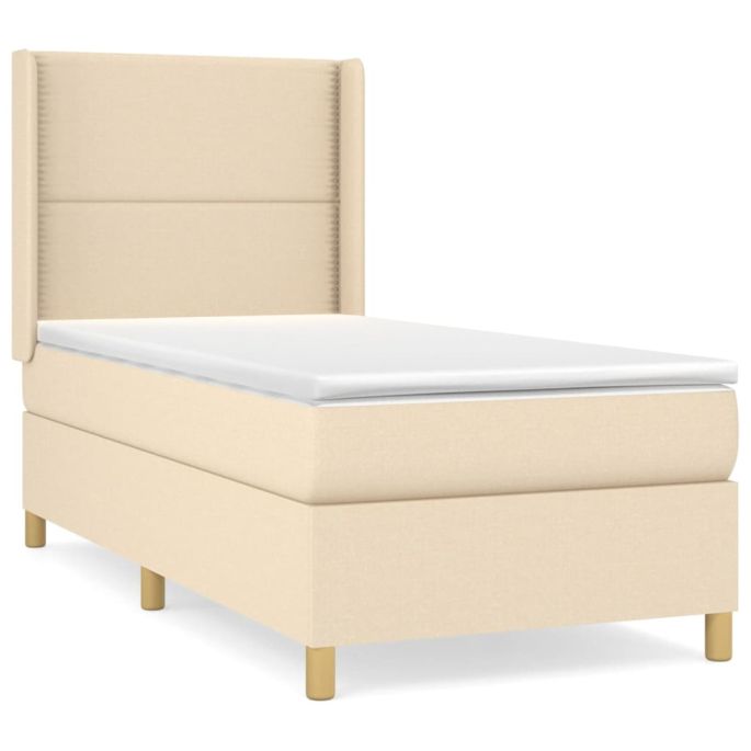 Boxspring met matras stof crèmekleurig 100x200 cm