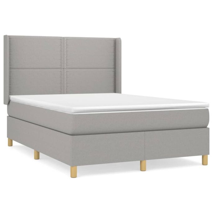Boxspring met matras stof lichtgrijs 140x190 cm