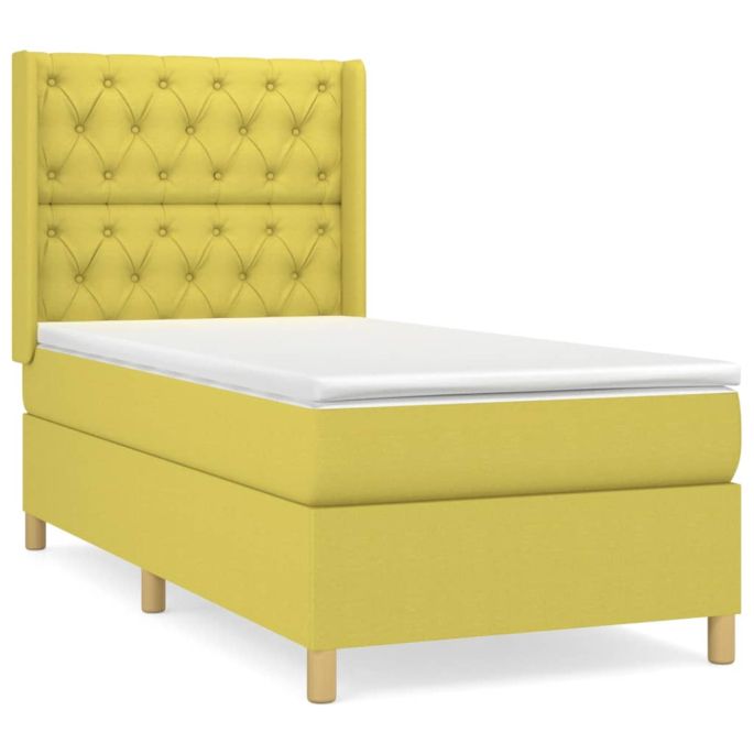 Boxspring met matras stof groentje 80x200 cm