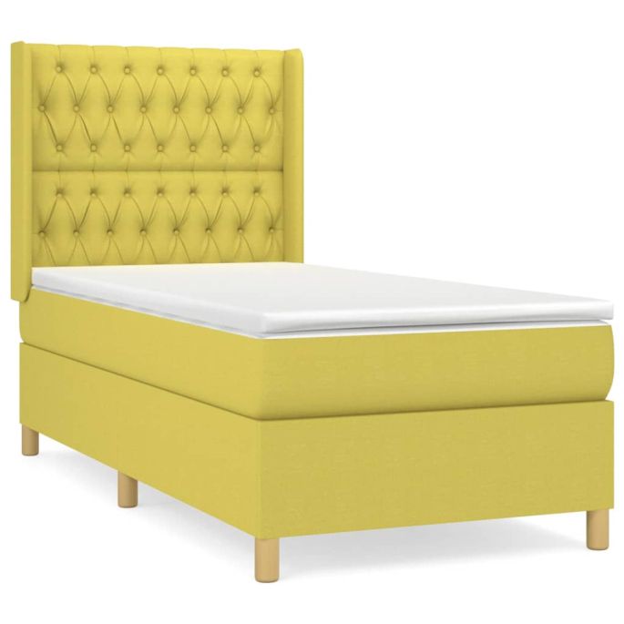 Boxspring met matras stof groentje 100x200 cm