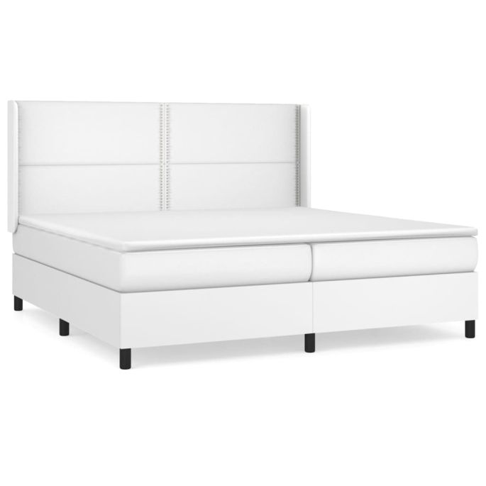 Boxspring met matras kunstleer wit 200x200 cm