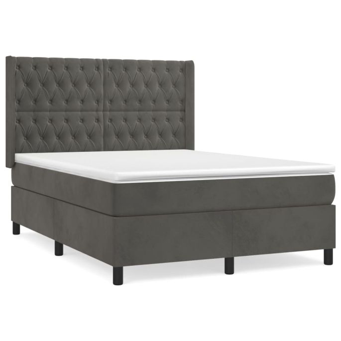 Boxspring met matras fluweel donkergrijs 140x200 cm