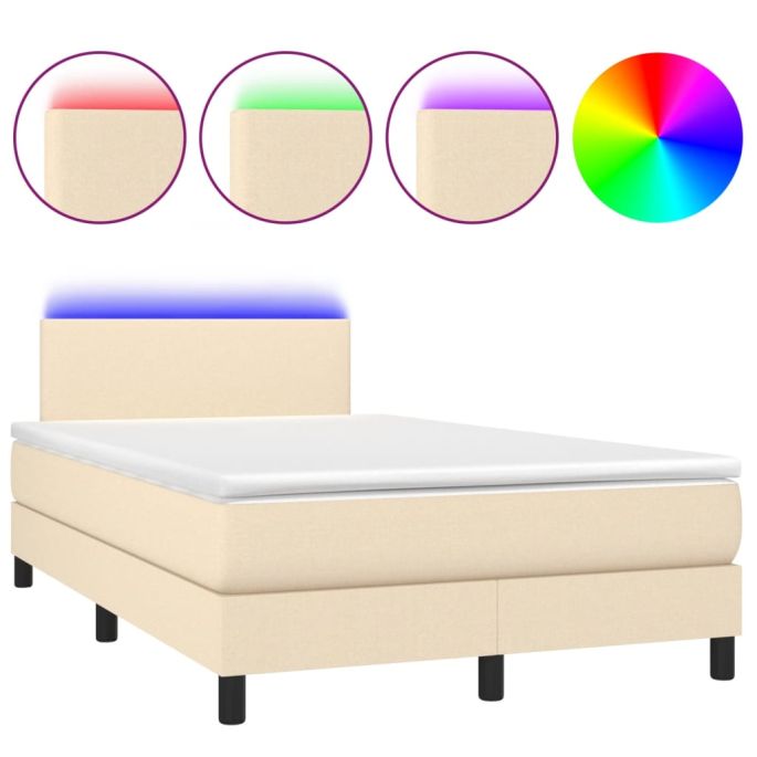Boxspring met matras en LED stof crèmekleurig 120x200 cm