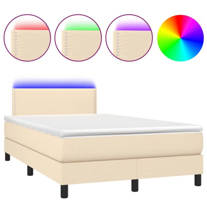 Boxspring met matras en LED stof crèmekleurig 120x200 cm