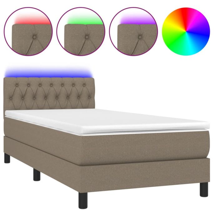 Boxspring met matras en LED stof taupe 80x200 cm