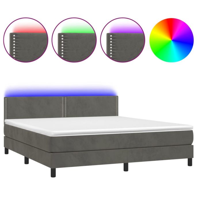 Boxspring met matras en LED fluweel donkergrijs 180x200 cm