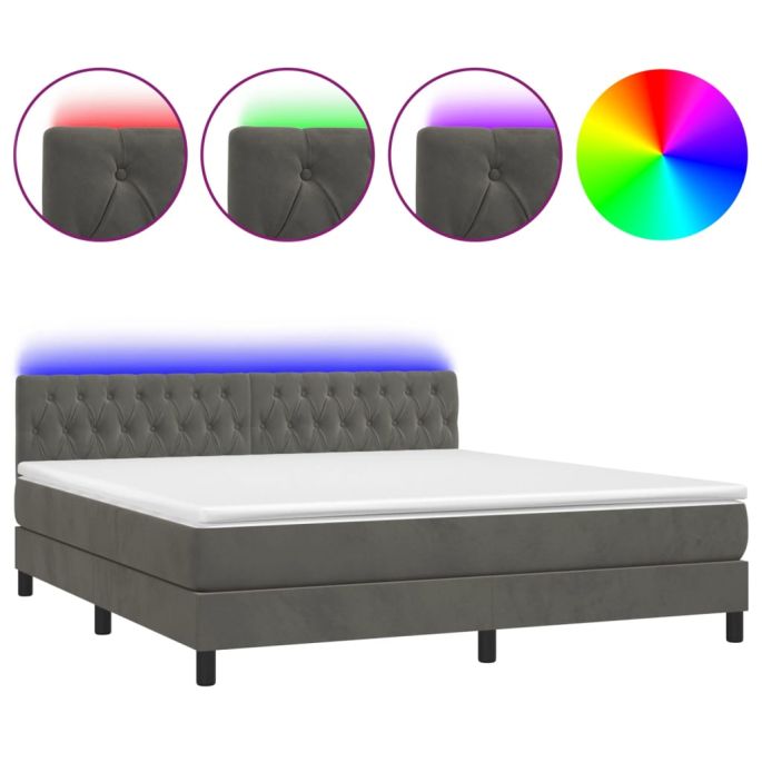 Boxspring met matras en LED fluweel donkergrijs 160x200 cm