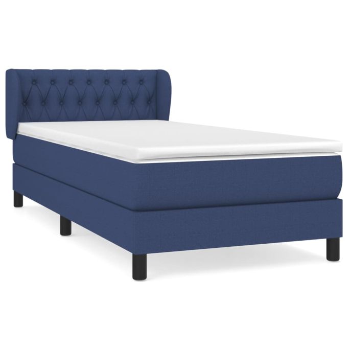 Boxspring met matras stof blauw 100x200 cm