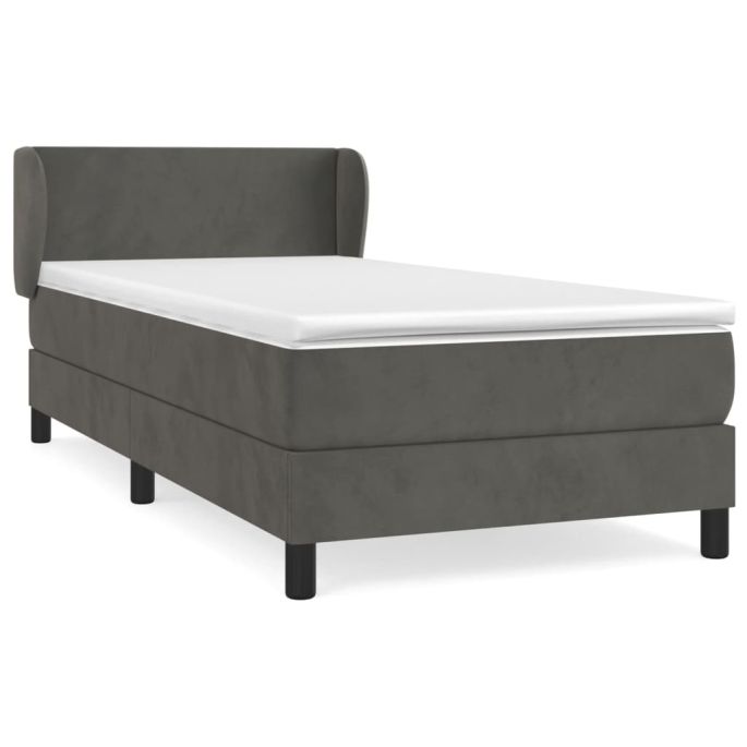 Boxspring met matras fluweel donkergrijs 80x200 cm