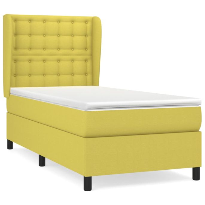 Boxspring met matras stof groentje 100x200 cm