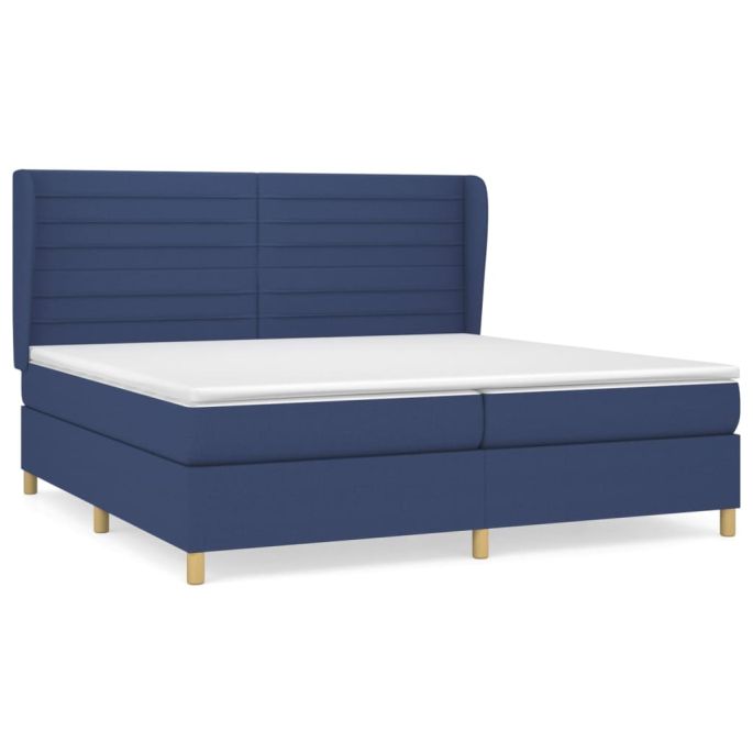 Boxspring met matras stof blauw 200x200 cm