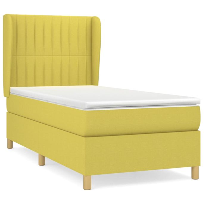 Boxspring met matras stof groentje 100x200 cm