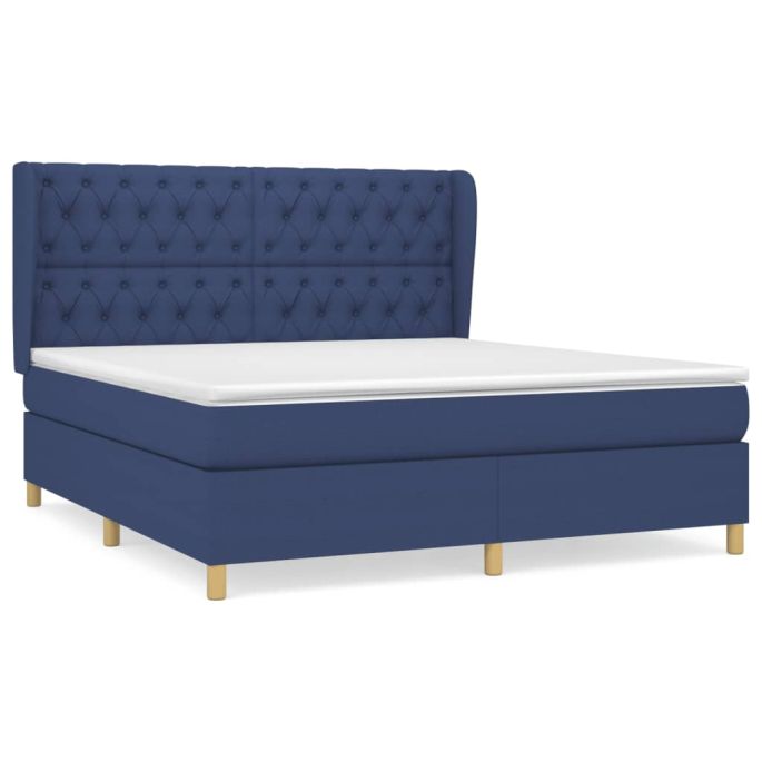 Boxspring met matras stof blauw 160x200 cm