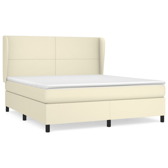 Boxspring met matras kunstleer crèmekleurig 180x200 cm