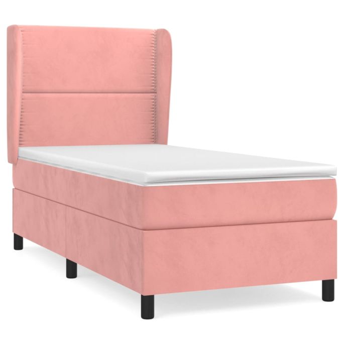 Boxspring met matras fluweel roze 100x200 cm