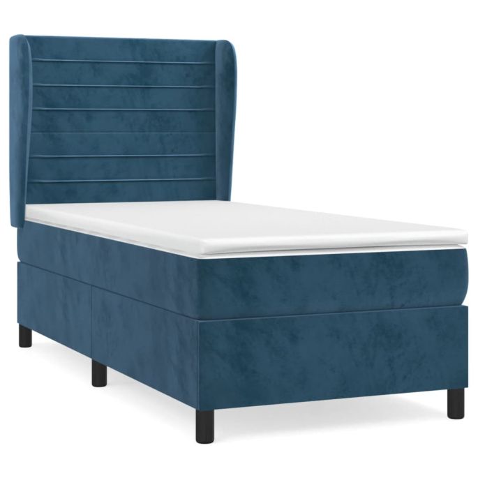 Boxspring met matras fluweel donkerblauw 100x200 cm