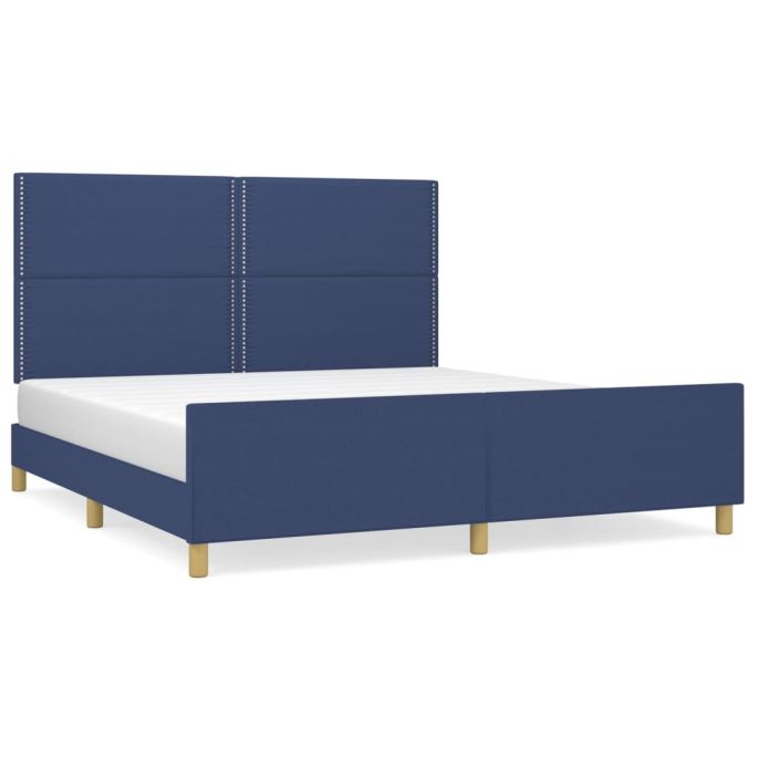 Bedframe met hoofdeinde stof blauw 160x200 cm
