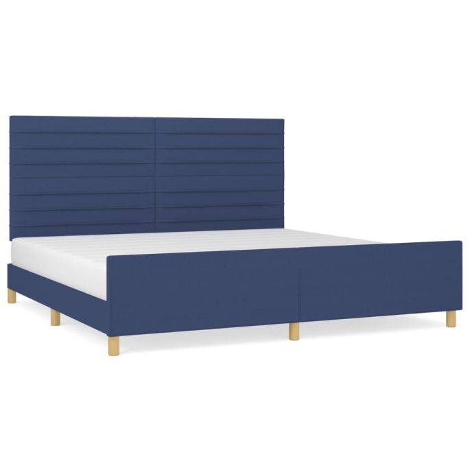 Bedframe met hoofdeinde stof blauw 200x200 cm