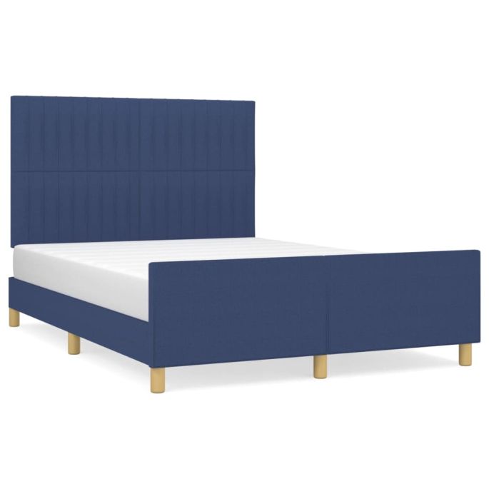 Bedframe met hoofdeinde stof blauw 140x200 cm