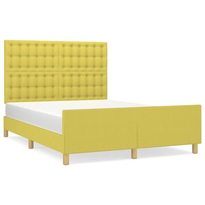 Bedframe met hoofdeinde stof groentje 140x200 cm