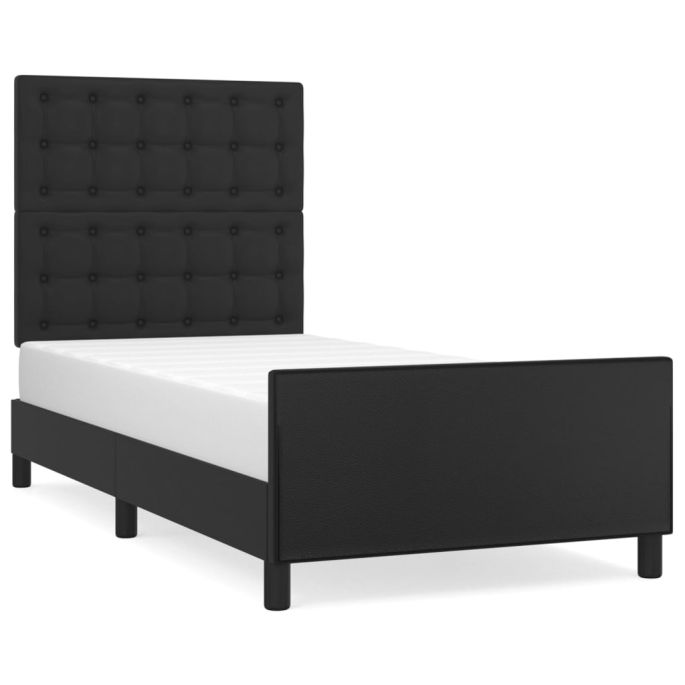Bedframe met hoofdbord kunstleer zwart 80x200 cm