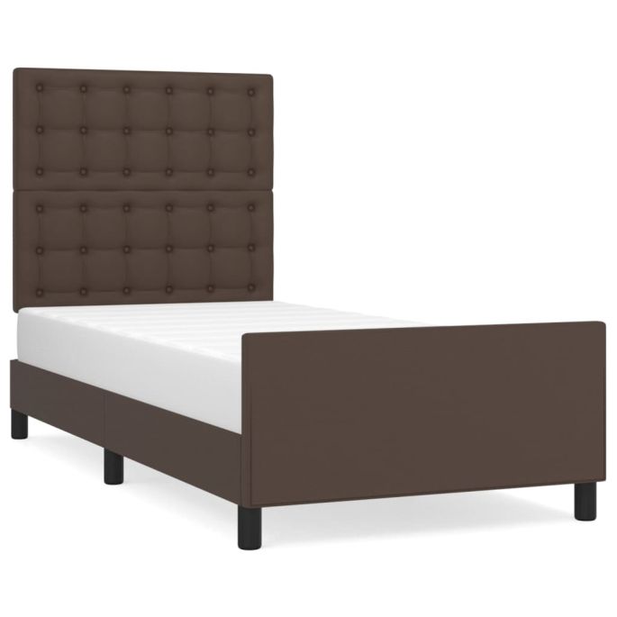 Bedframe met hoofdbord kunstleer bruin 80x200 cm