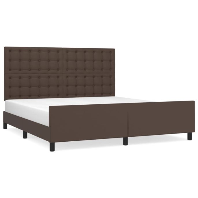 Bedframe met hoofdbord kunstleer bruin 160x200 cm