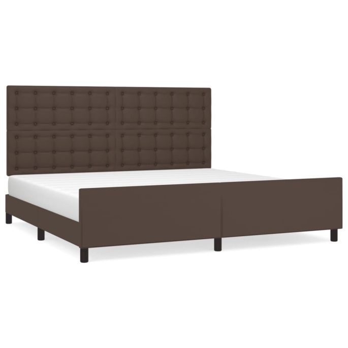 Bedframe met hoofdbord kunstleer bruin 200x200 cm