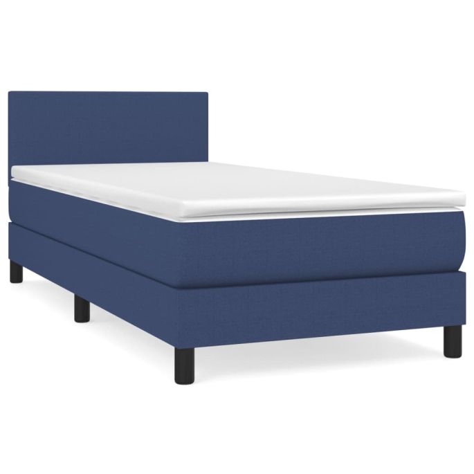 Boxspring met matras stof blauw 100x200 cm