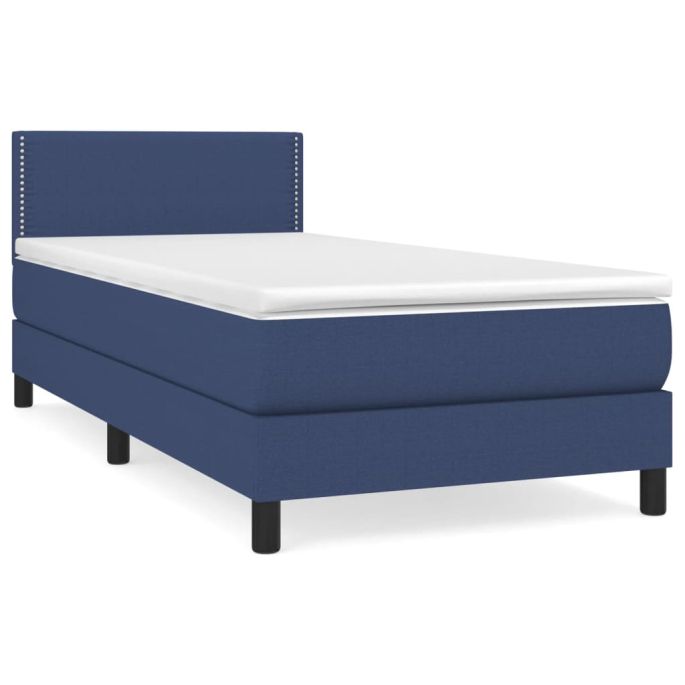 Boxspring met matras stof blauw 80x200 cm