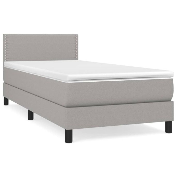 Boxspring met matras stof lichtgrijs 90x190 cm