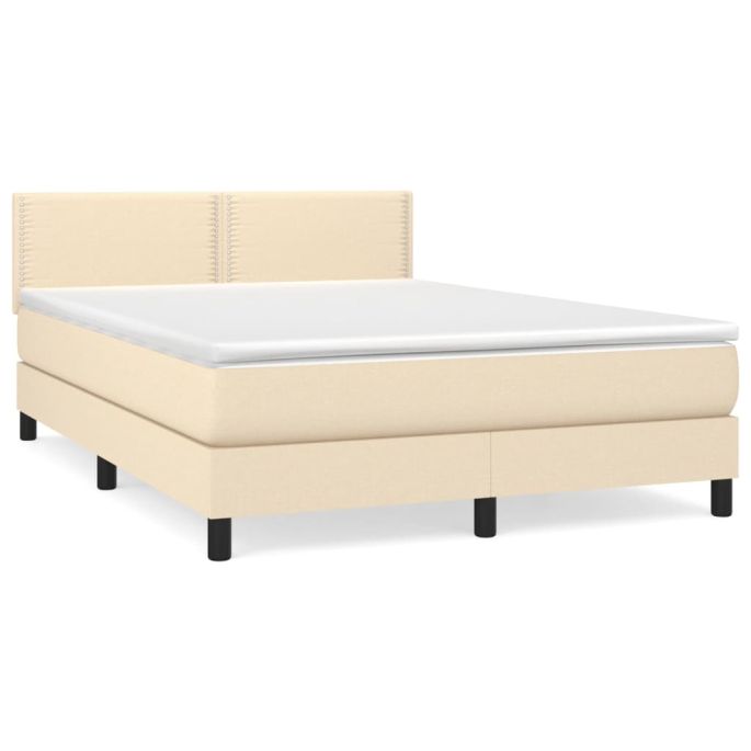 Boxspring met matras stof crèmekleurig 140x200 cm