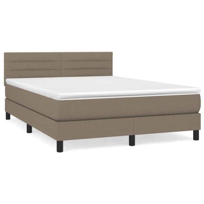 Boxspring met matras stof taupe 140x200 cm