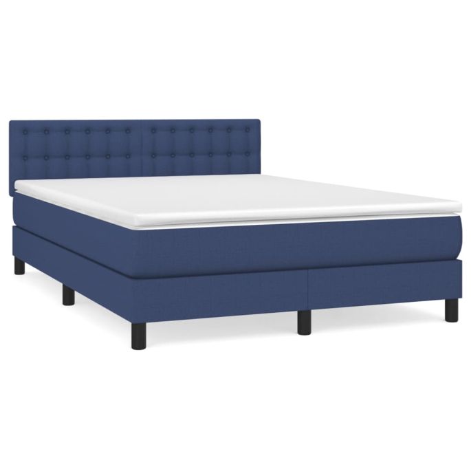 Boxspring met matras stof blauw 140x190 cm