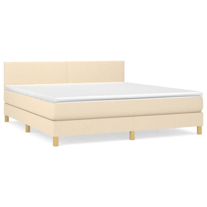 Boxspring met matras stof crèmekleurig 180x200 cm